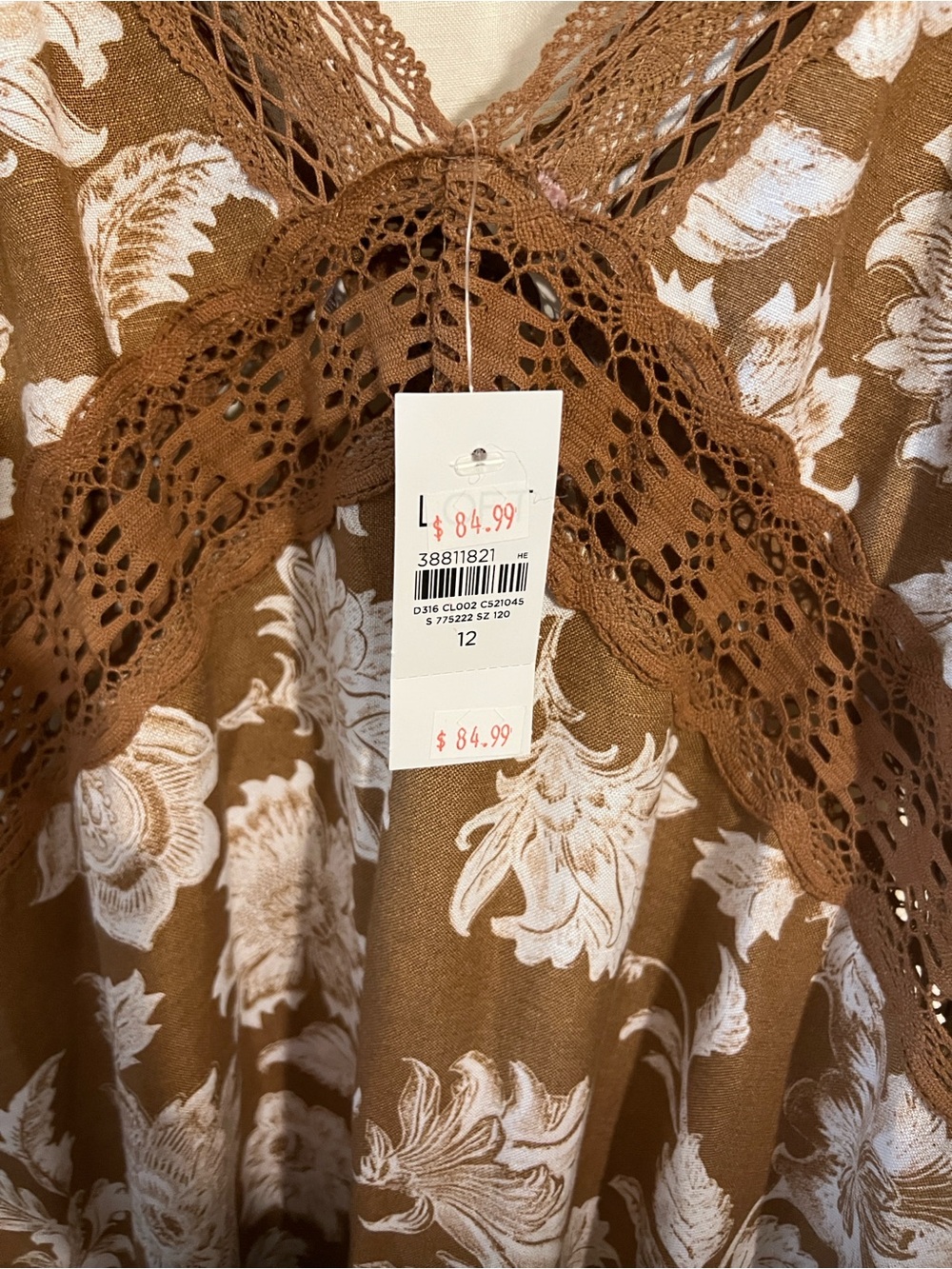 Loft Fashion Brown and White Floral Maxi Dress